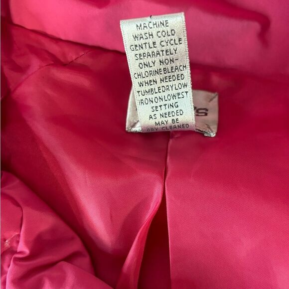 Chico’s (2) Raspberry Pink Cropped Barbiecore Zip Up Funnel Neck Jacket Size L - Picture 6 of 10